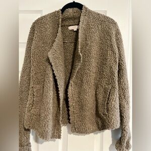 LOFT Textured Open Cardigan - Brown